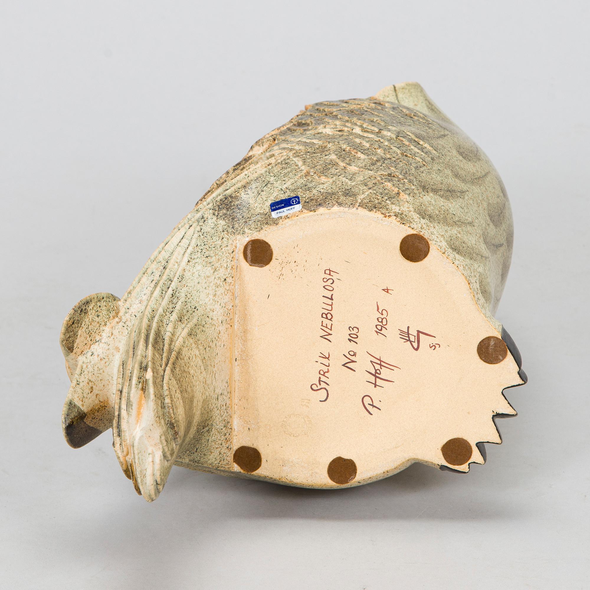 Paul Hoff, sculpture, "Strix Nebulosa No 103", Gustavsberg studio, Sweden, 1985.