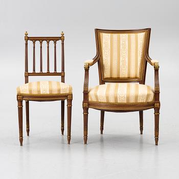 A seven-piece seating group, Louis XVI style, early 20th Century.