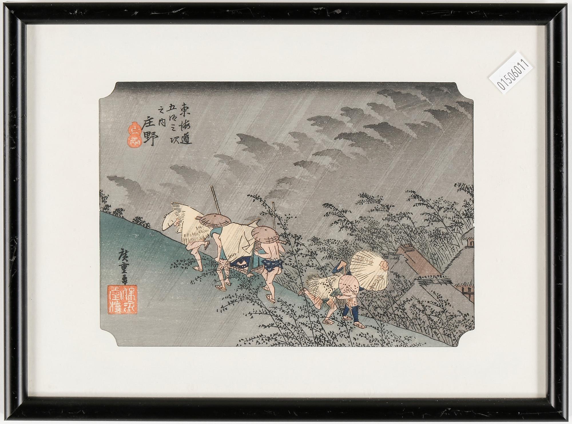 TRÄSNITT, 6 stycken, bla Utagawa Hiroshige, Japan, 18-1900-tal.