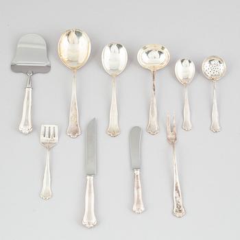 A Swedish Silver Cutlery with Case, model "Kungsholm", CG Hallberg, Stockholm, some 1954 (190 pieces).