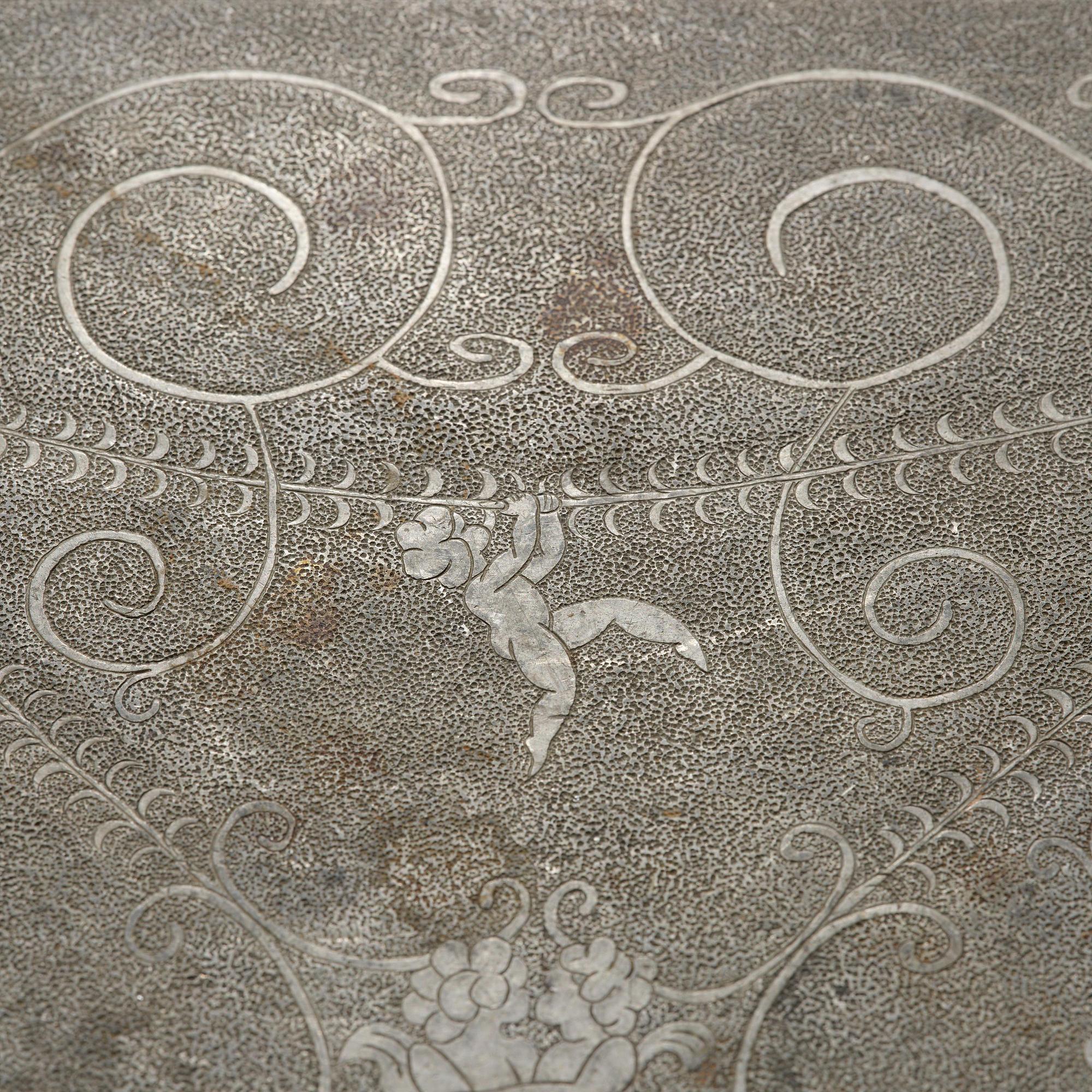 Anna Petrus, a pewter top tray table on a base by Uno Åhrén, executed in her studio, Stockholm, ca 1922-25.