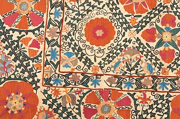 Broderi, antik Uzbekistan suzani, ca 244 x 145 cm.