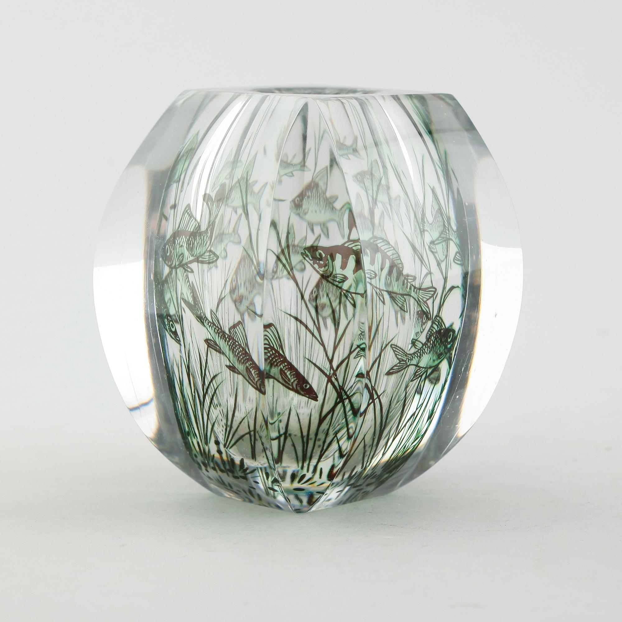 EDWARD HALD, VAS, glas, Graal, Orrefors, signerad.