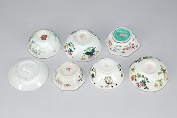 PARTI PORSLIN, 7 delar, Kina 1800-tal.