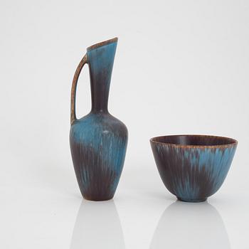 Gunnar Nylund, a stoneware vase and a bowl, Rörstrand, Sweden.