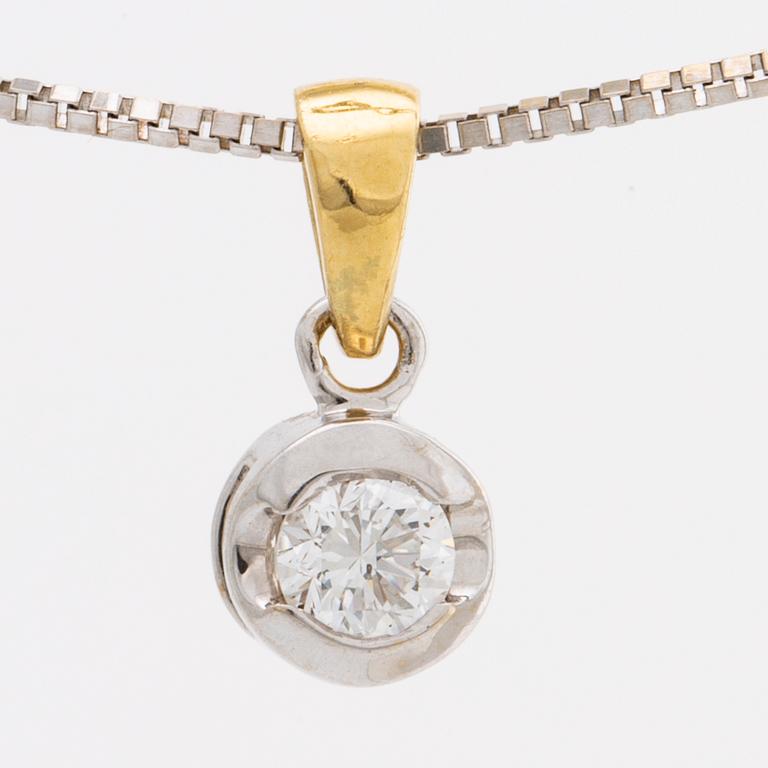 BRILJANTHÄNGE m KEDJA 18K vitguld 1 briljant 0,25 ct enligt gravyr.