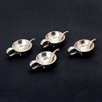 Georg Jensen, saltkar med skedar 4 st silver 1900-tal.