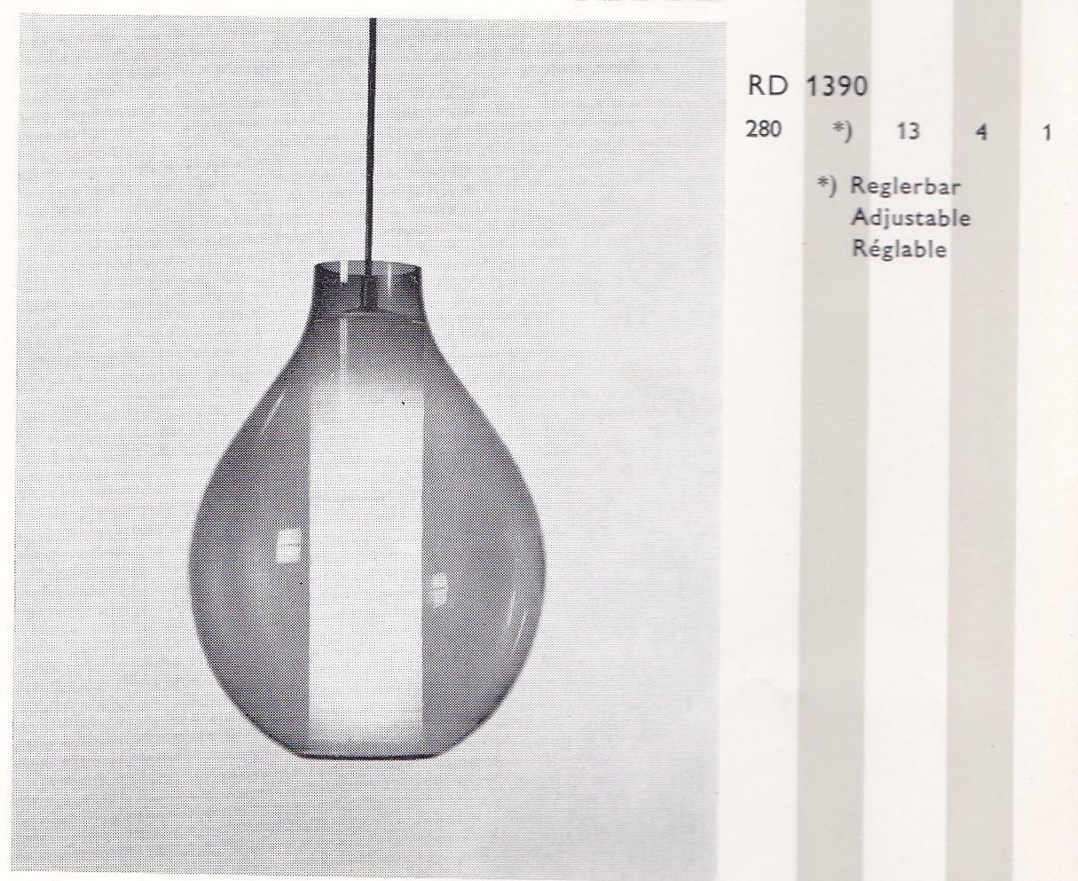 Carl Fagerlund, taklampa, "Droppe", modell "RD 1390", Orrefors, 1950-60-tal.