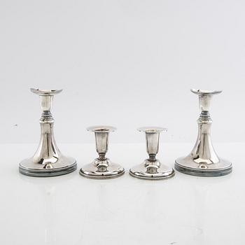 Ljusstakar 2 par silver MGAB Uppsala 1960 samt K&EC Göteborg 1964.