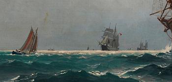 Vilhelm Victor Bille, "Skepp på redden vid Kronborg" (Ships near Kronborg castle).