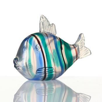 Tyra Lundgren, skulptur, "Pesce a Fasce di Colori", modell 2603, glas, Venini, Murano, Italien, sannolikt utförd under tidigt 1950-tal.