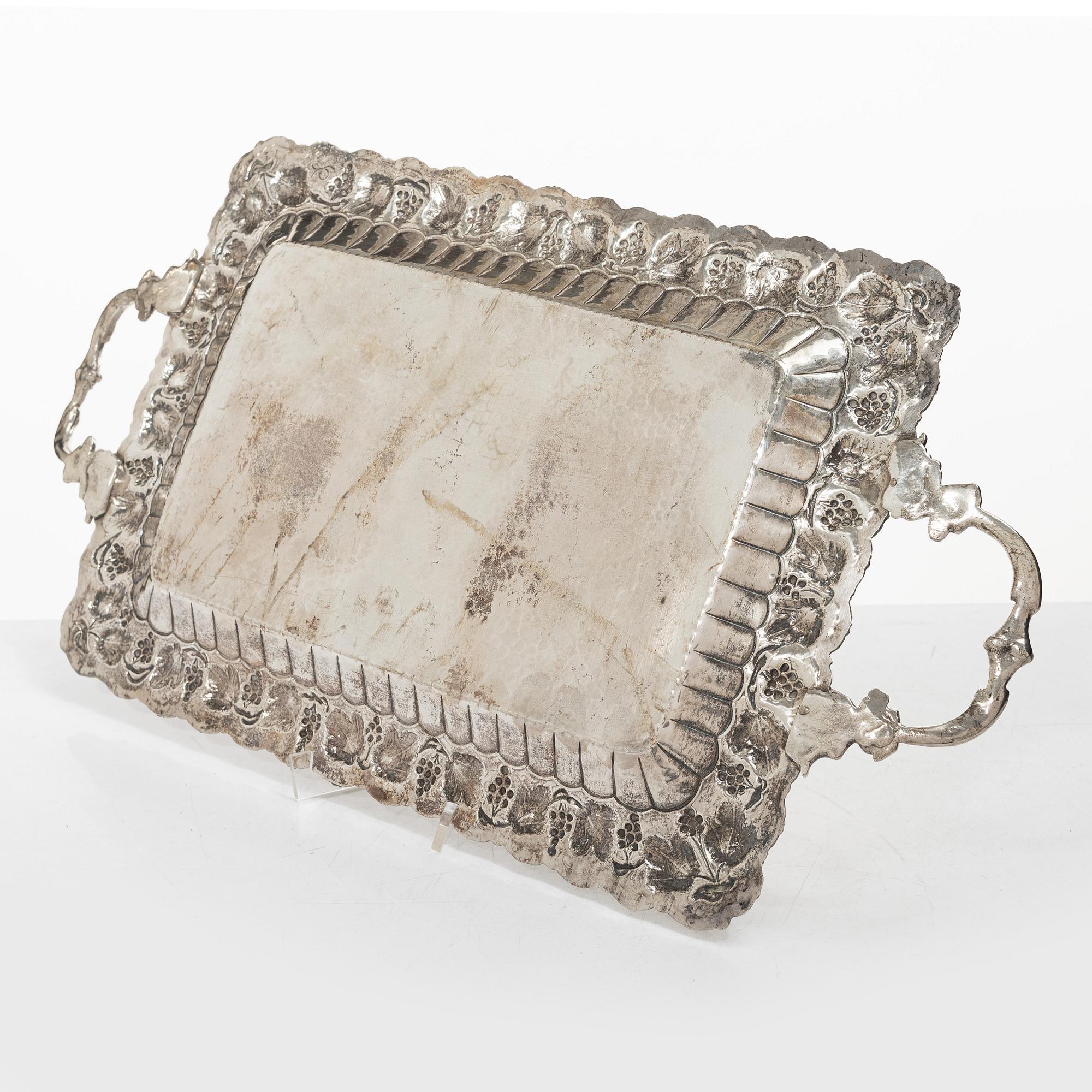 Tray, silver, 20th century.