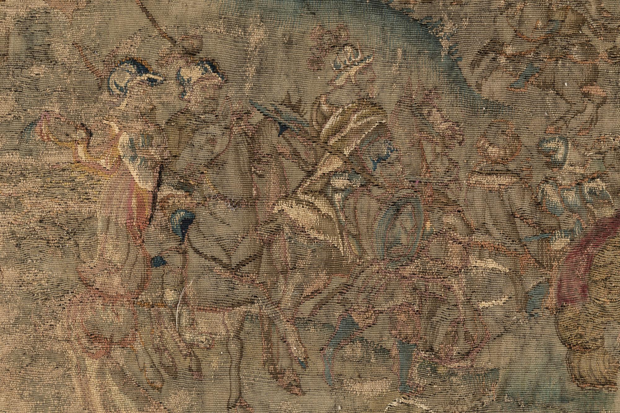 A TAPESTRY FRAGMENT, tapestry weave, ca 147 x 115 cm, 17th-18th century.