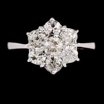 RING, 14 k guld, briljantslipade diamanter tot ca 1.32 ct.