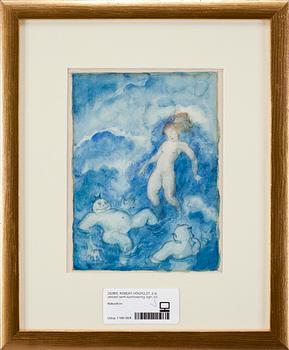 ROBERT HÖGFELDT, 2 st, akvarell samt tuschlavering. sign.