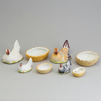 FOUR PARIAN EGG BASKETS, Gustafsberg, second half of the 19th century, one unmarked.