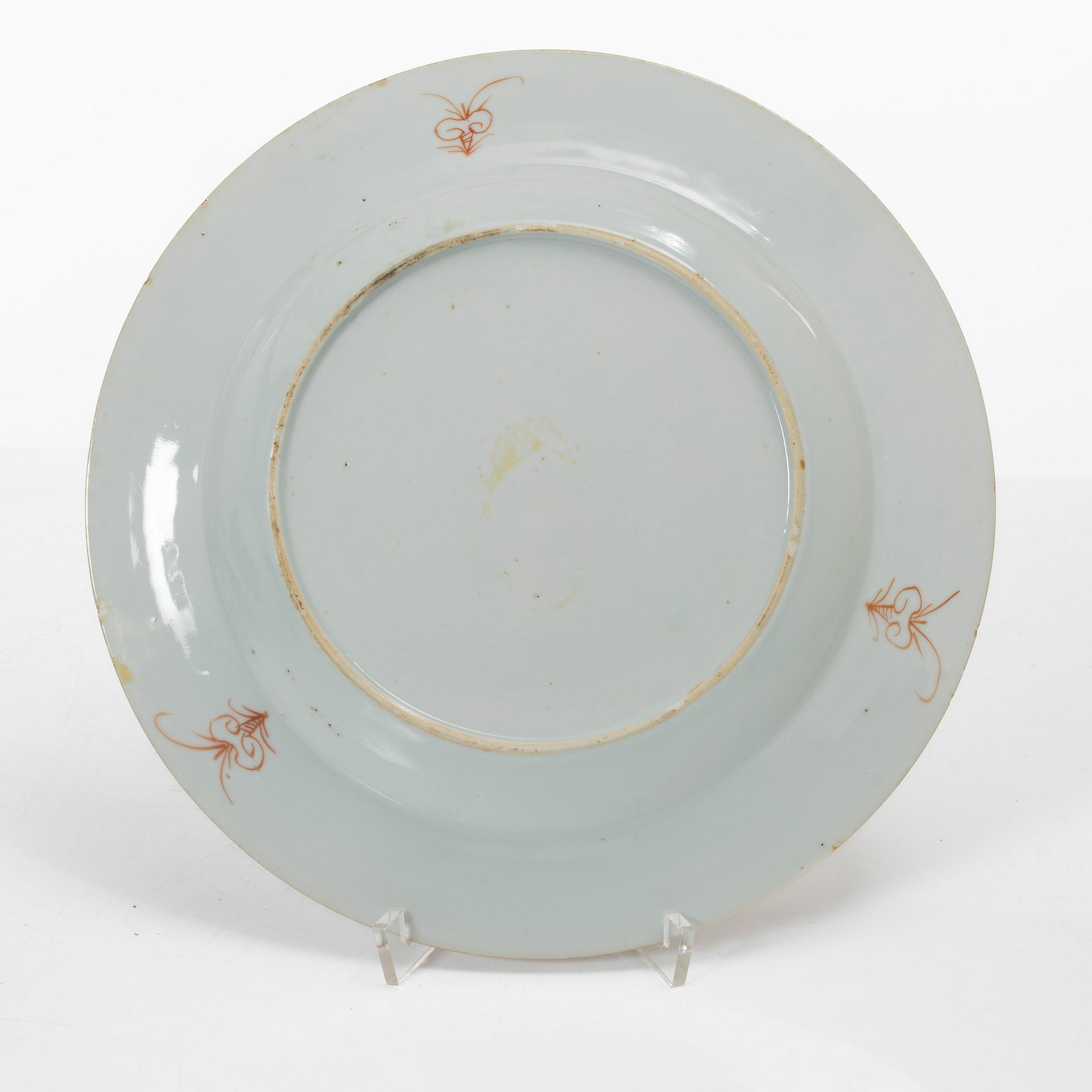 Tallrikar, 7 st,  Kina, Qingdynastin, Qianlong (1736-95).