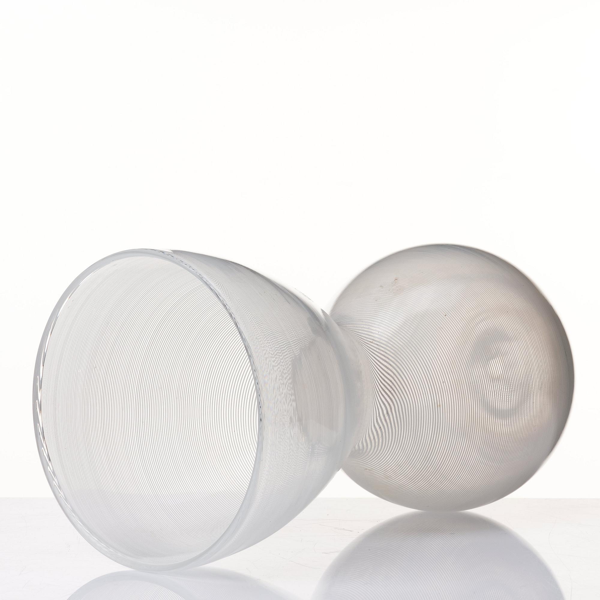 Carlo Scarpa, a "Mezza Filigrana" glass vase, Venini, Murano, Italy ca 1946-48.