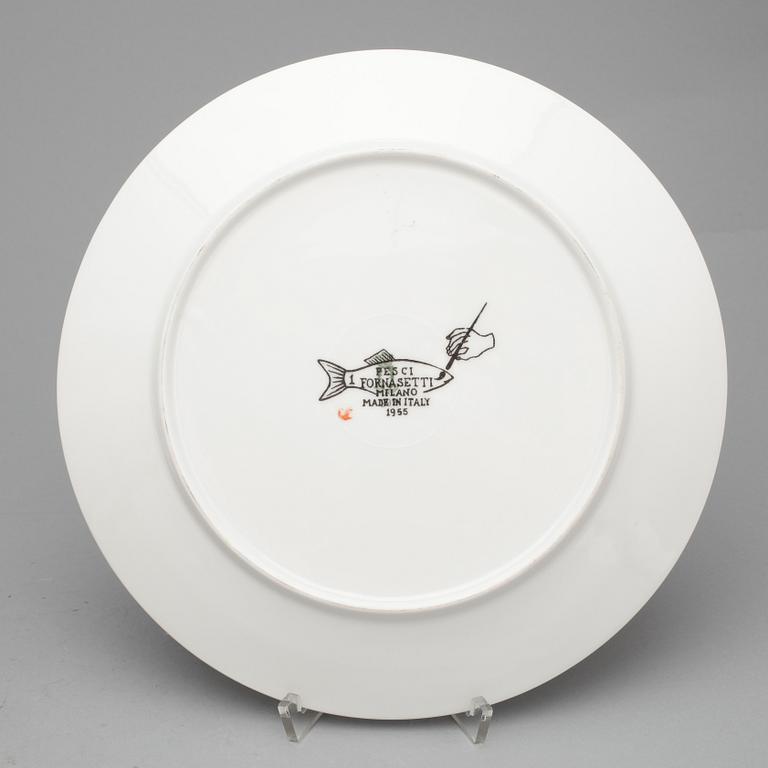 TALLRIKAR, 7 st. Porslin, "Pesci", Piero Fornasetti 1955.