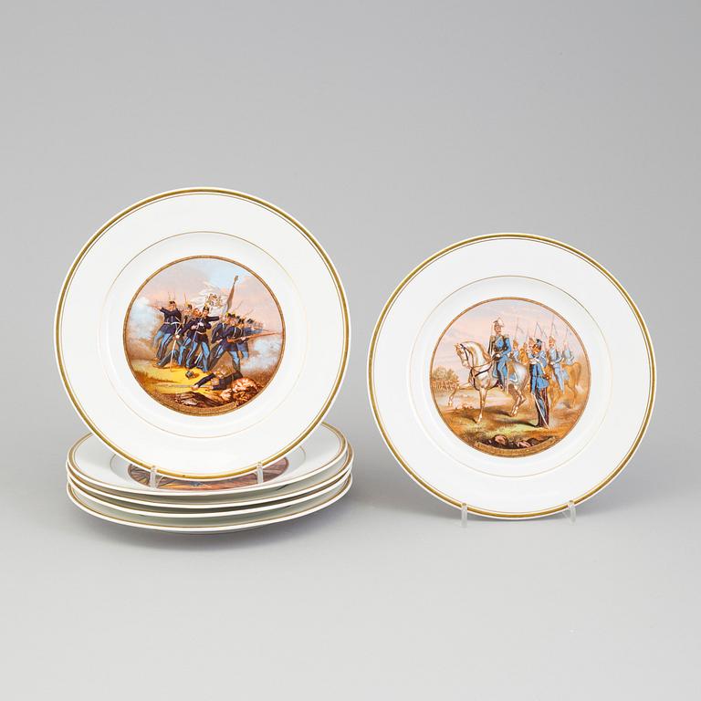Six swedish porcelain plates, by Gustavsberg, early 20th century.
