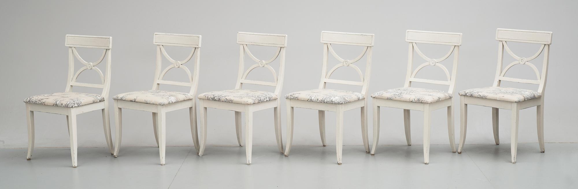 STOLAR, 6 st, gustaviansk stil, s.k Bellmansstolar, 1900-talets andra hälft.