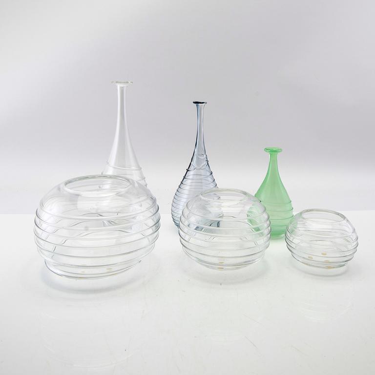 Berit Johansson, vases and bowls 6 pcs signed.