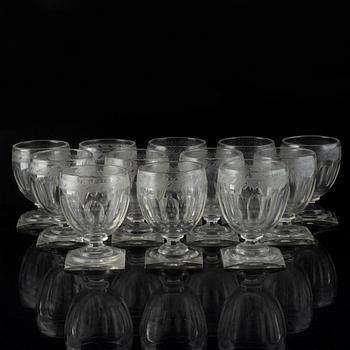 A set of 12 wine goblets, 19th Century.