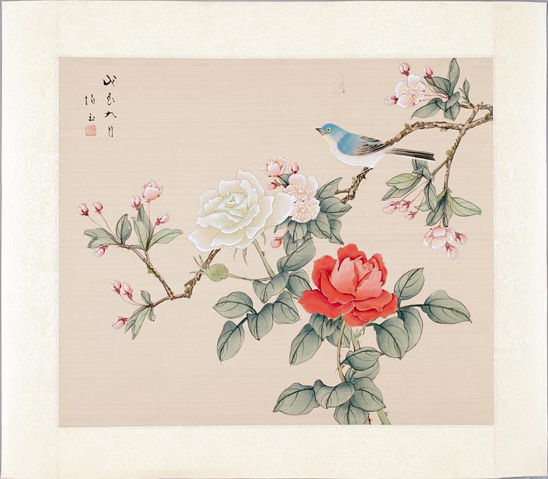 OKÄND KONSTNÄR, sidenmålningar, 10 st, Kina, sent 1900-tal.