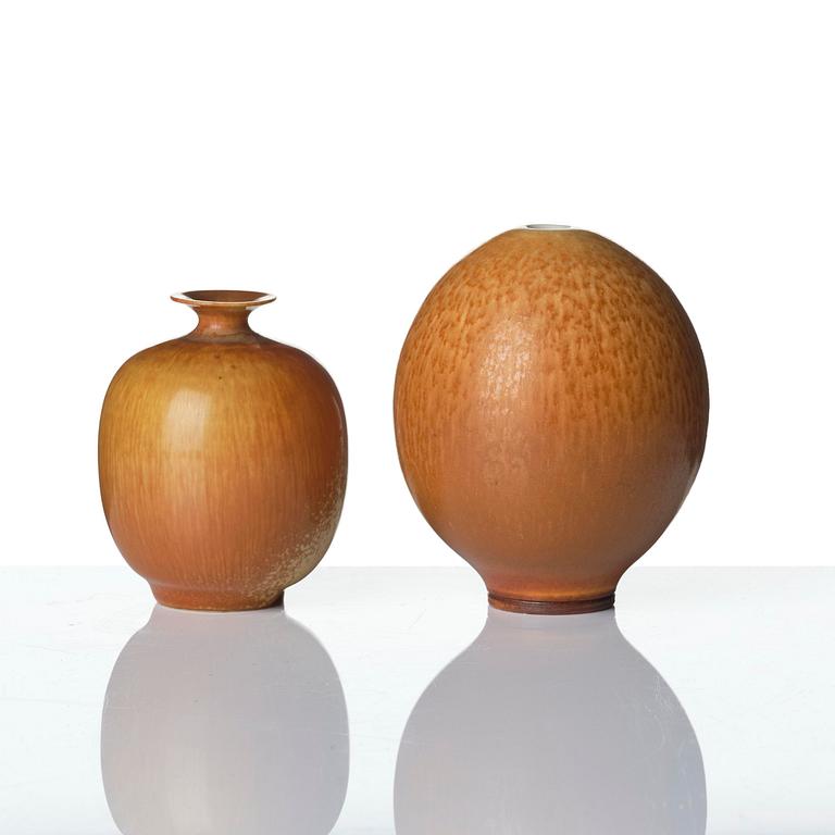 Berndt Friberg, a set of three stoneware vases and a bowl, Gustavsberg Studio 1951-69.