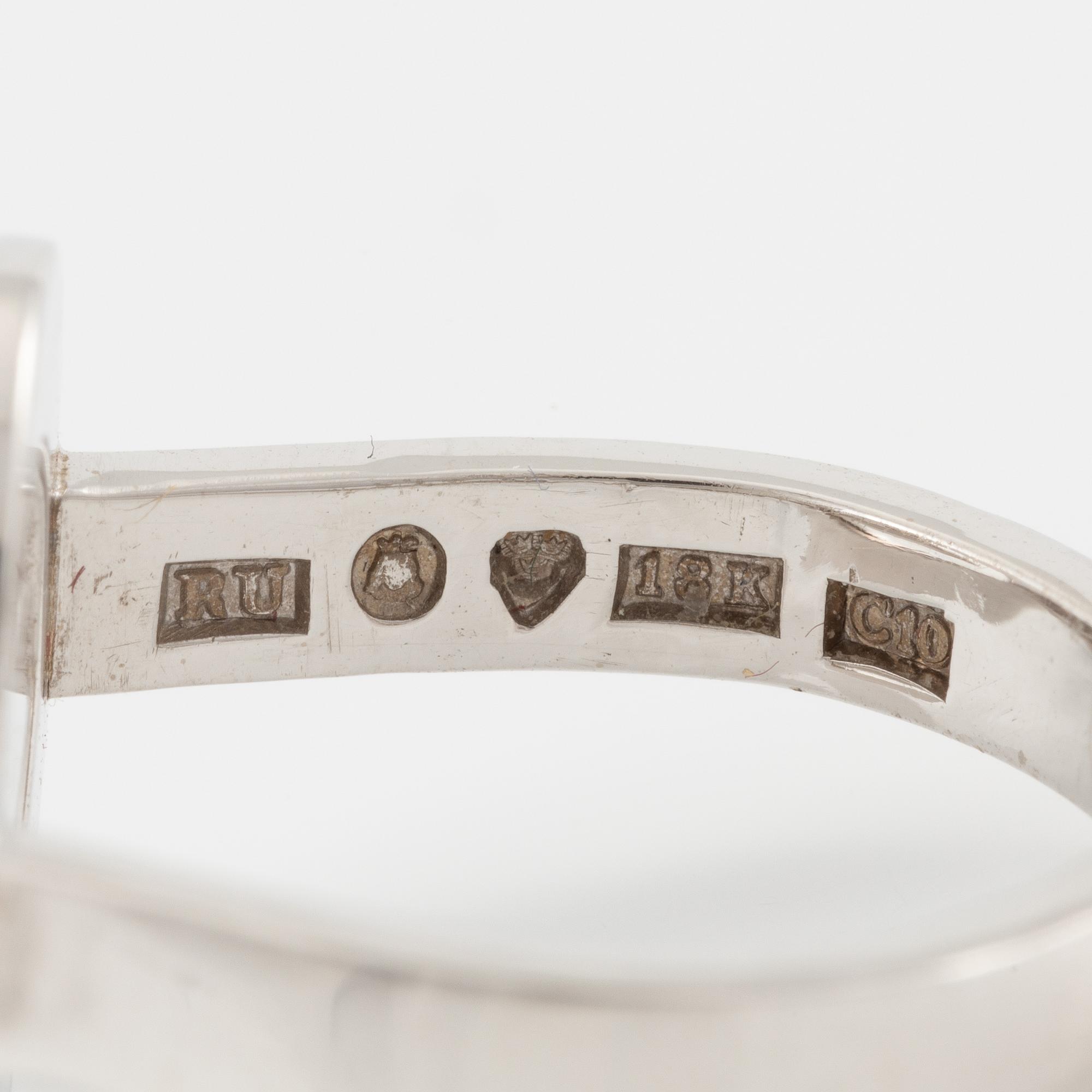 Rey Urban, ring, 18K white gold with brilliant-cut diamond 0.10 ct according to engraving. Stockholm 1977.