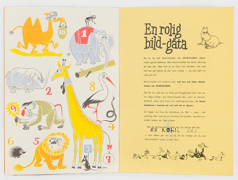 Tove Jansson, Booklet, A Tale of Moomintroll for Föreningsbanken, Helsinki 1956.