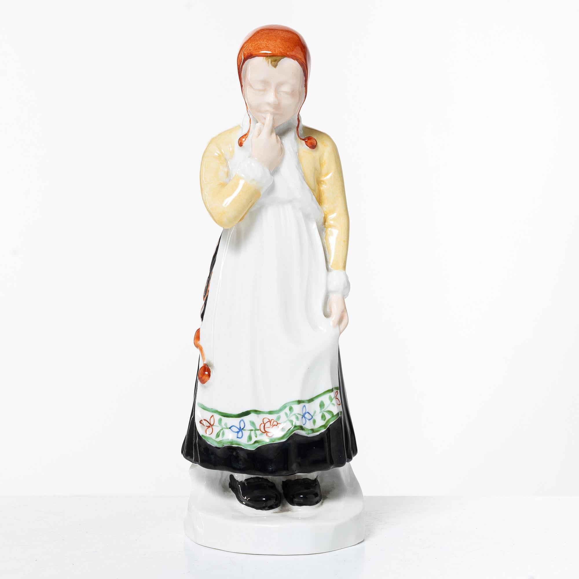 Hilma Persson-Hjelm, "Jössehärad", a porcelain figurine and an Art Nouveau bowl, Rörstrand, early 20th century.