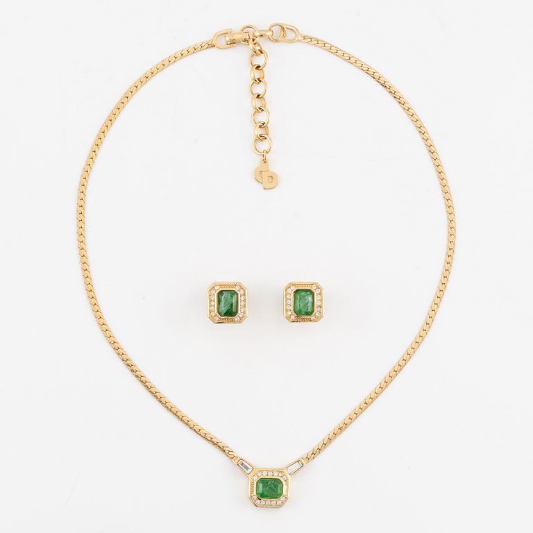 Christian Dior, collier och örhängen, ett par, vintage.