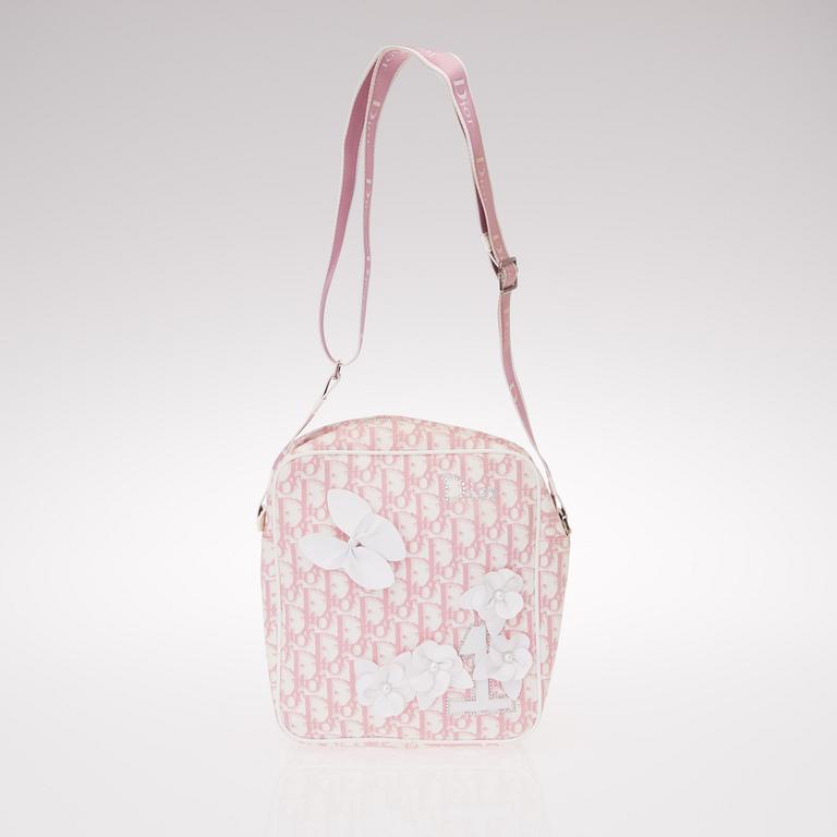 PINK MONOGRAM CANVAS No 1 TROTTER MESSENGER BAG.