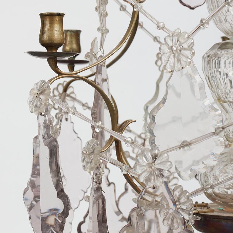 A mid 19th century Swedish Baroque style six-light chandelier.