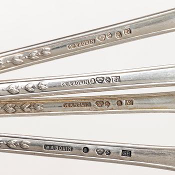 Table spoons, 8 pcs, and a napkin ring, silver, including WA Bolin, Stockholm.