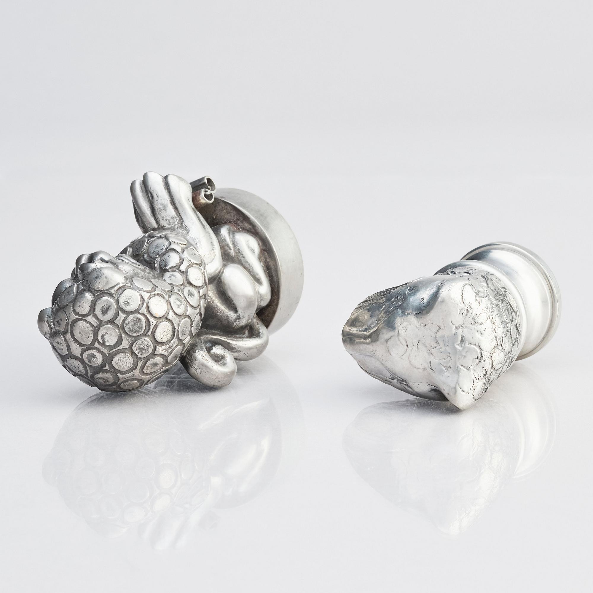 Anna Petrus, two pewter seals, Svenskt Tenn, Stockholm, one stamped 1956.