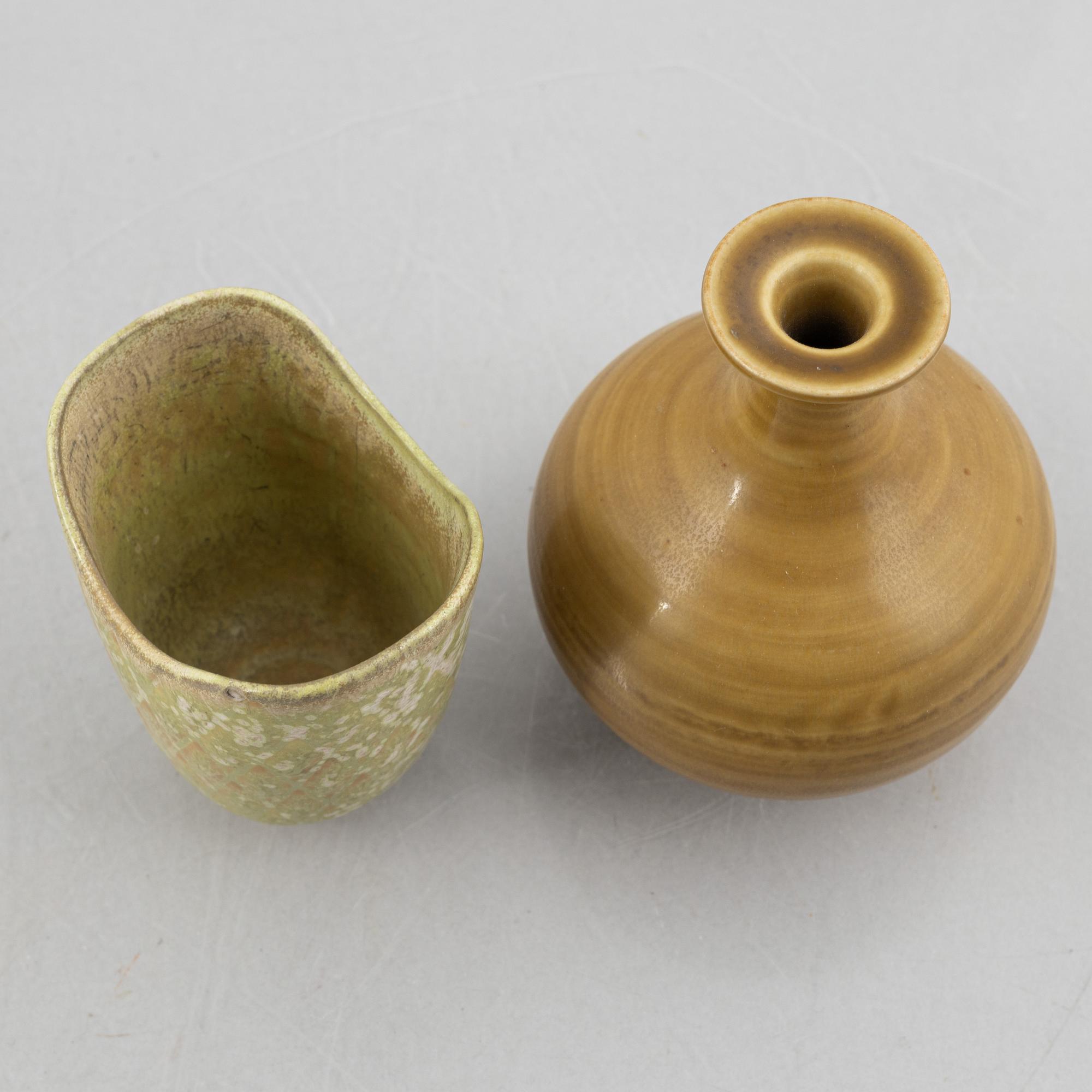 Gunnar Nylund, five stoneware vases and Carl-Harry Stålhane, five stoneware vases, Rörstrand.