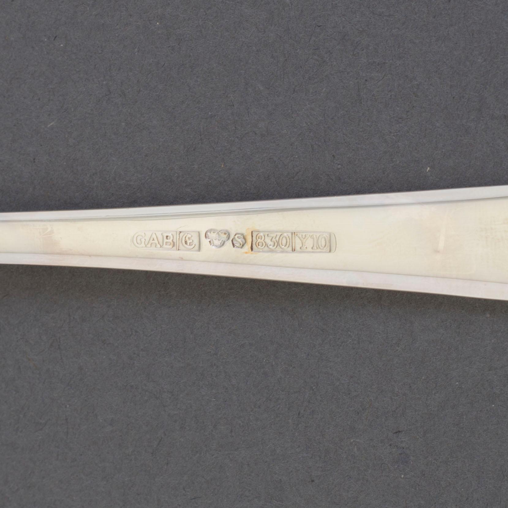 BESTICK, 48 delar, silver, "Chippendale", GAB, Stockholm, 1900-talets fjärde kvartal, 2156 gram.