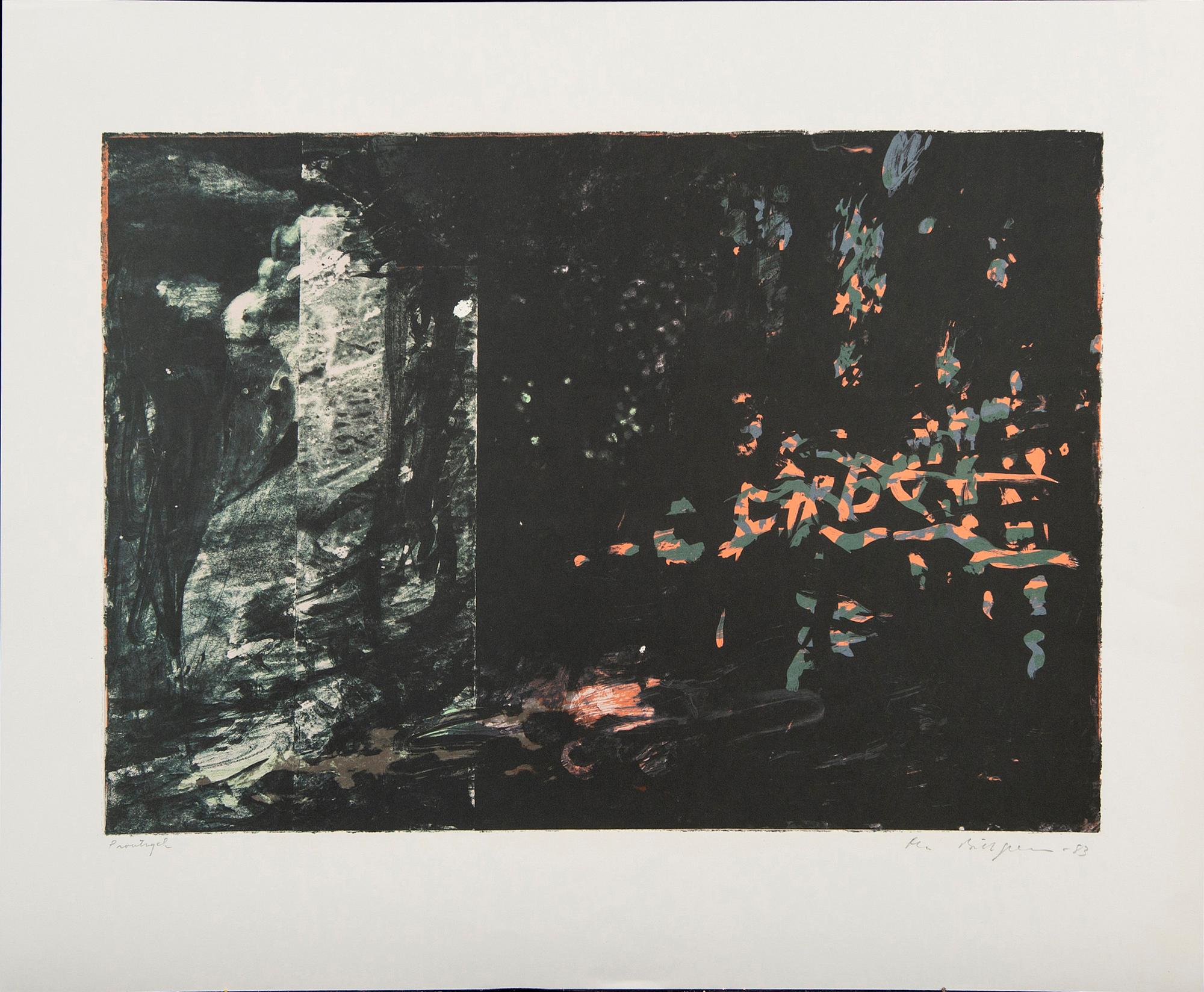 Ola Billgren, color lithograph, signed -83 trail print.