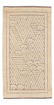 220. Ebba Swedenborg, A CARPET, "Björnar", knotted pile in relief, ca 219 x 115 cm, designed by Ebba Swedenborg, Södra Kalmar Läns Hemslöjd.