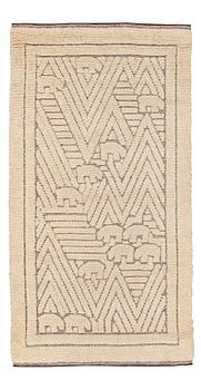 220. Ebba Swedenborg, A CARPET, "Björnar", knotted pile in relief, ca 219 x 115 cm, designed by Ebba Swedenborg, Södra Kalmar Läns Hemslöjd.