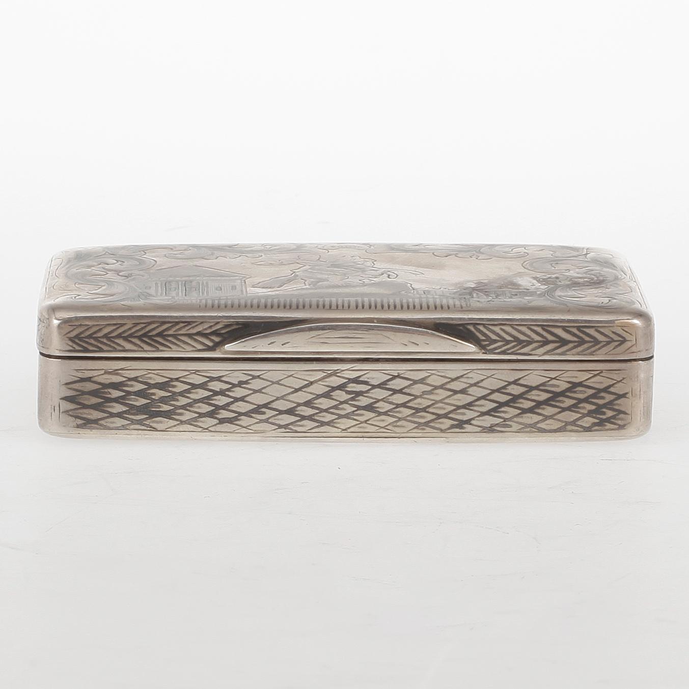 SNUSDOSA silver, oidentifierad mästare, Moskva, 1800-tal.