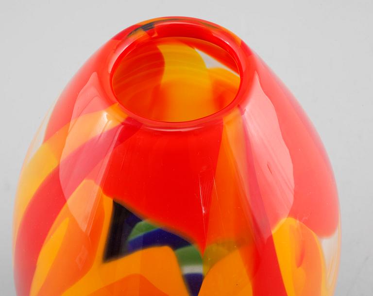A glass vase by Berit Johansson for Sjöhyttan, signed and dated 1996.