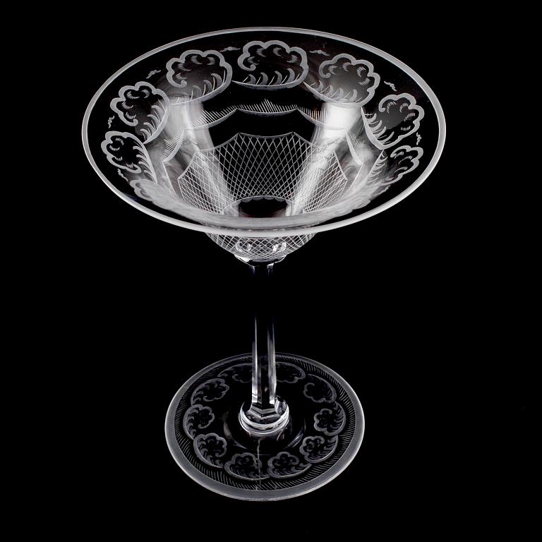 SKÅL PÅ FOT, glas, "Molnet", Simon Gate, Orrefors.