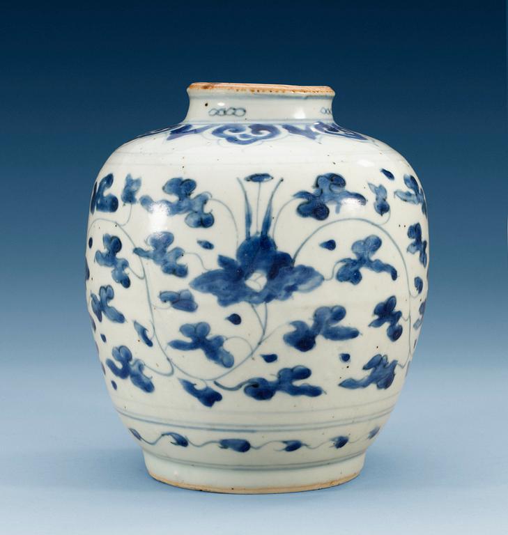 A blue and white jar, Ming dynasty (1368-1644).