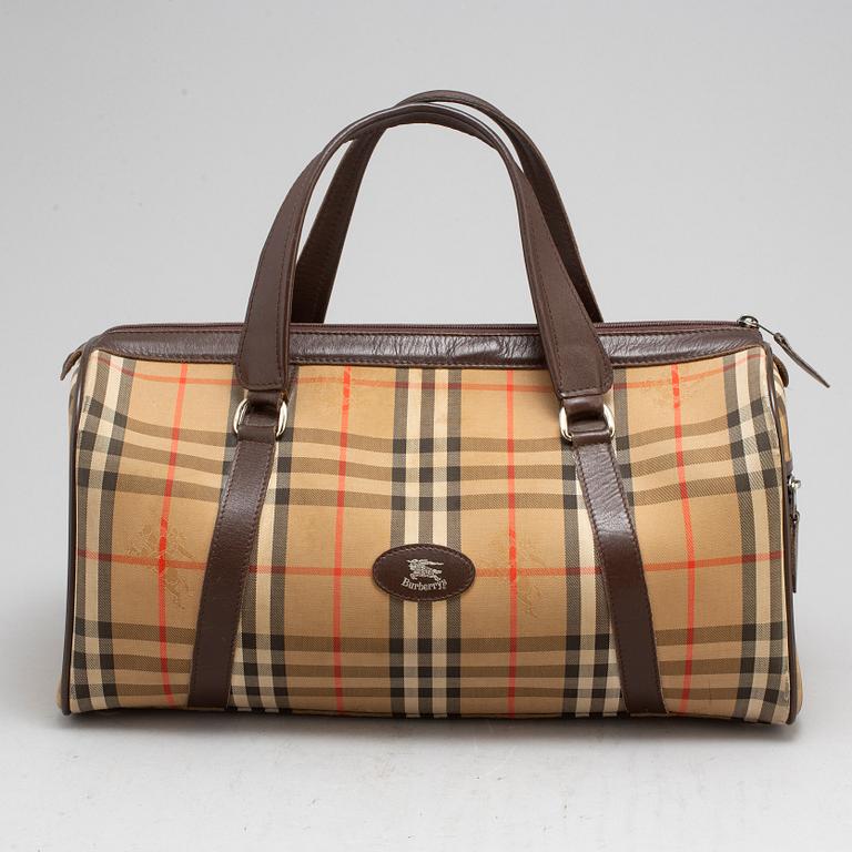 BURBERRY, plaid canvas bag.