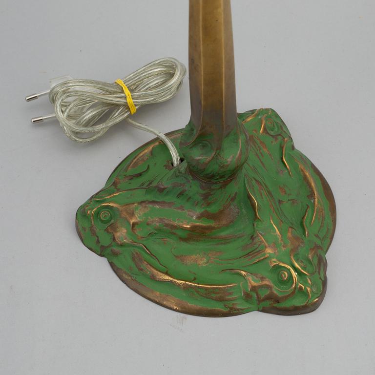 An Art Nouveau bronze table light, Böhlmarks, early 20th Century.