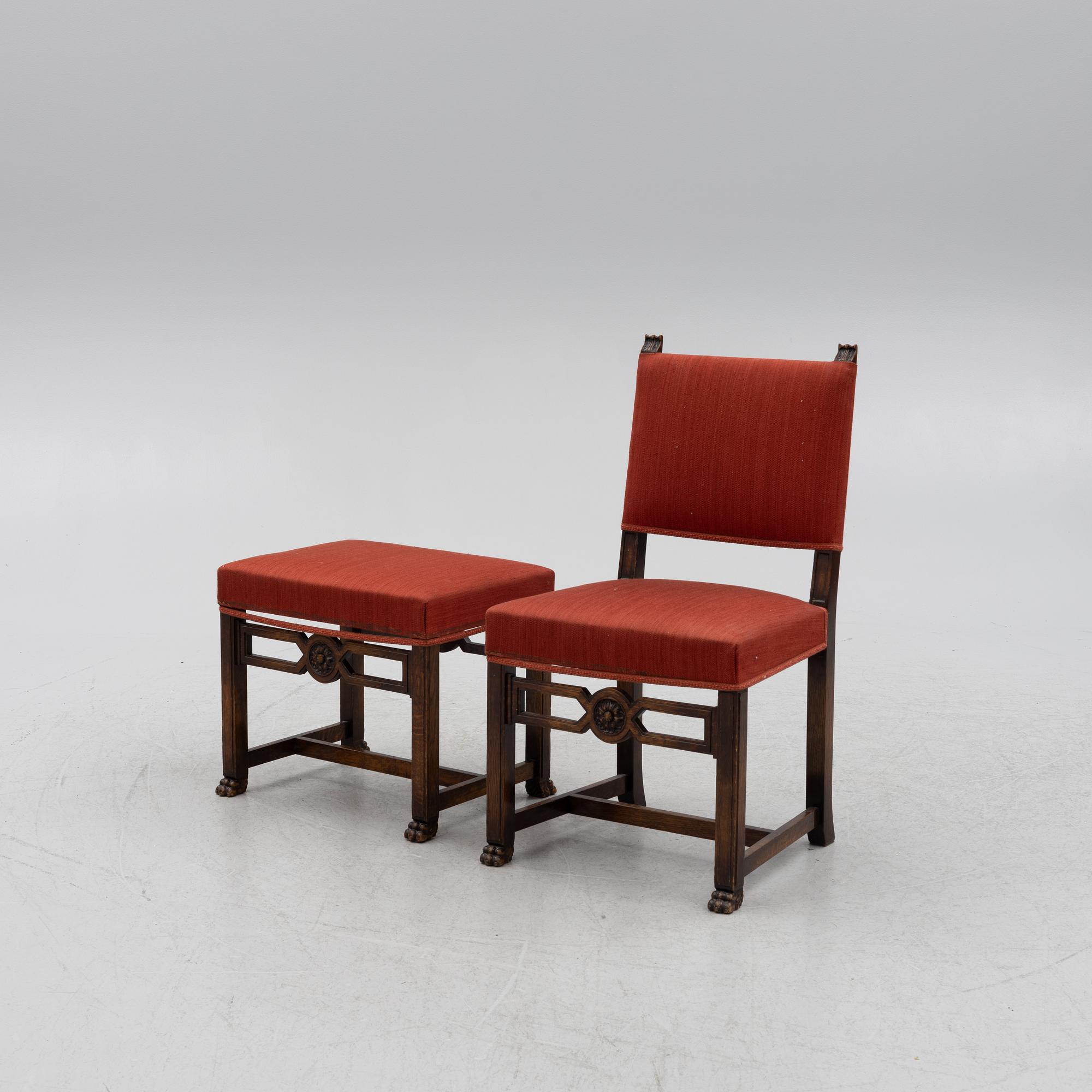 Side table, and chair as well as a stool, Swedish grace, 1920s/30s.
