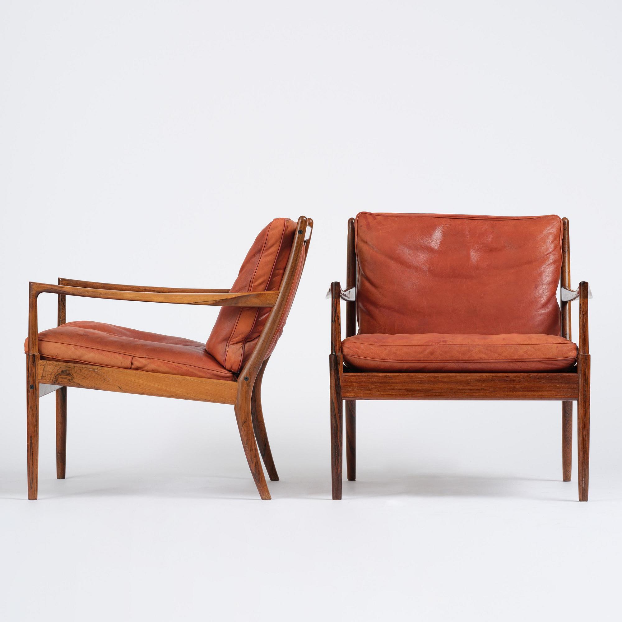 Ib Kofod-Larsen, a pair of rosewood "Samsö" armchairs, Olof Persons Fåtöljindustri (OPE), Jönköping, 1960s.